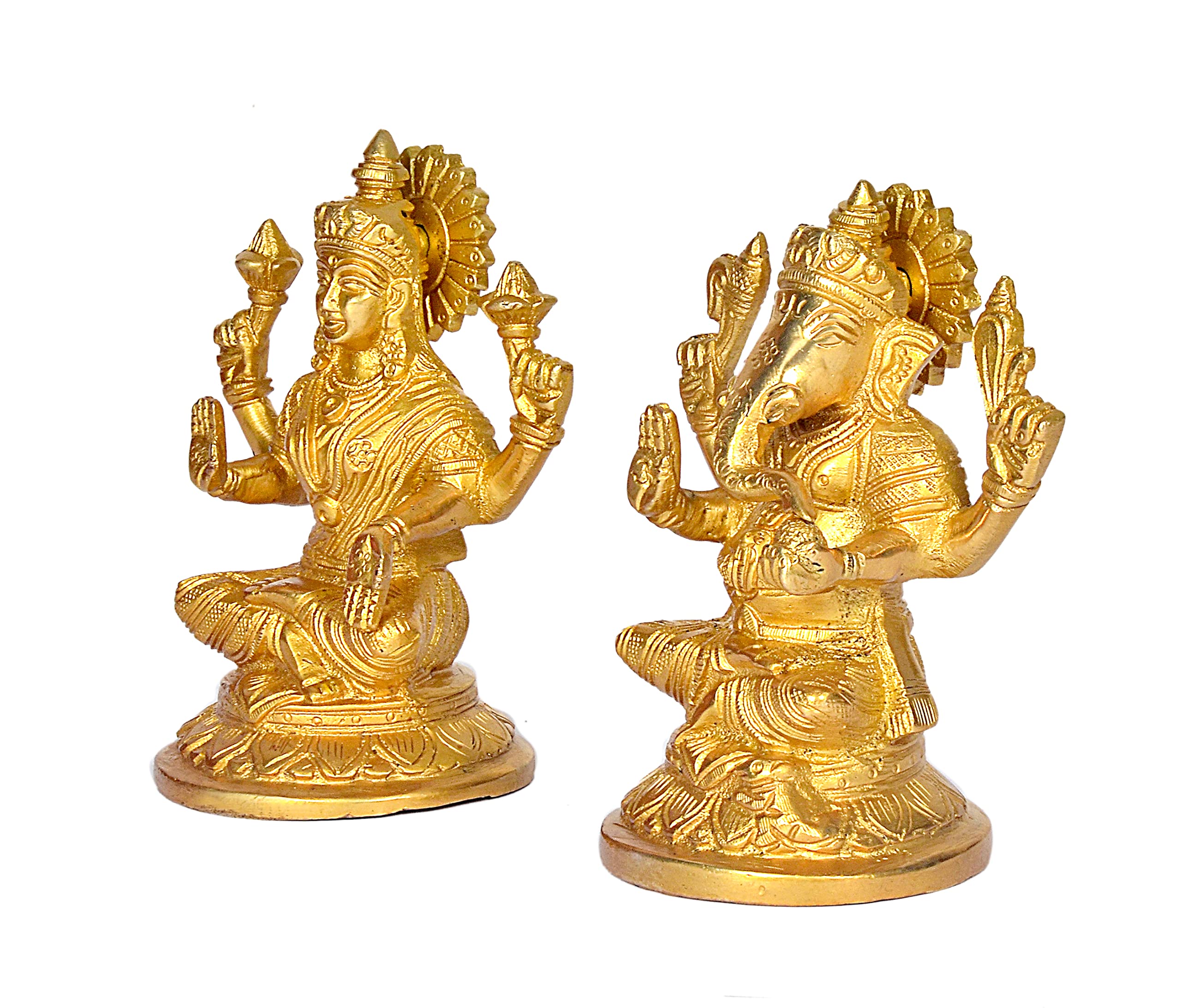 Aona Lord Ganesha Lakshmi Idol Brass Statue Lakshmi Ganesha Murti | Laxmi Ganesh Idol Height 5 Inch